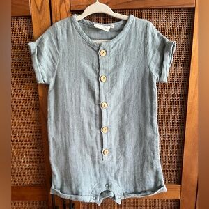 Citymouse Light Blue Linen Button Romper